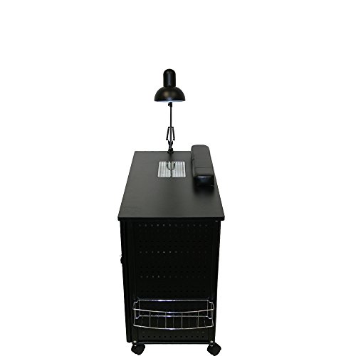 LCL Beauty Black Steel Frame Vented Manicure Nail Table Desk Station