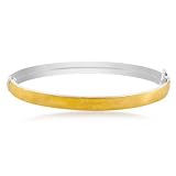 14K Yellow and White Gold Bangle Bracelet 7