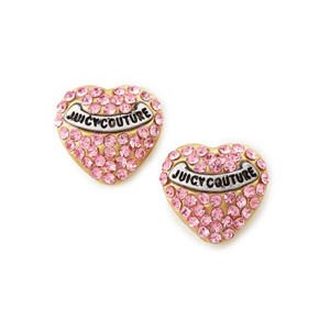 Juicy Couture Pave Heart Stud Earrings, Pink