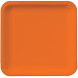 Creative Converting Touch of Color 18 Count Square Paper Dinner Plates, Sunkissed Orange