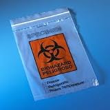 Specimen Biohazard Zip Lock bags, 6x9 with pocket,2000/case!