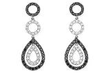 1 Carat Black and White Diamond 14K White Gold Earrings
