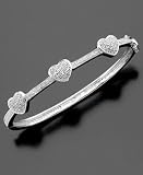 Sterling Silver Diamond Heart Bangle Bracelet (1/4 ct. t.w.)