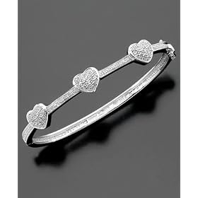 Sterling Silver Diamond Heart Bangle Bracelet (1 4 ct. t.w.) by Macy's