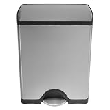 simplehuman Rectangular Step Trash Can, Fingerprint-Proof Brushed Stainless Steel, 50 Liters /13 Gallons
