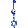 Bioplast Blue Star of David Dangle Belly Ring