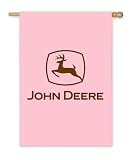 Pink John Deere Logo Silk Reflections Regular Size Flag