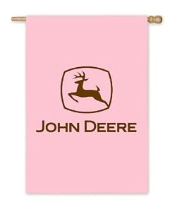 Pink John Deere Logo Silk Reflections Regular Size Flag
