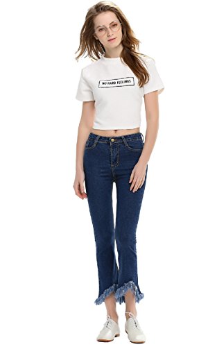 春 レディース パンツ ジーンズ レトロ ズボン エッジ 緩め ワイドレッグパンツ スリムズボン フレア 擦り切れ ナチュラルウエスト コットン デニム 美脚 マイクロスピーカー クマのぬいぐるみ付き JO106