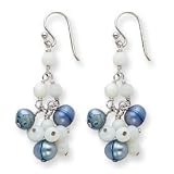 Sterling Silver White Jade/Agate/Blue Cultured Pearl Earrings - QE2558