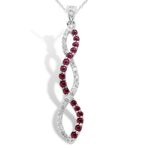 10k White Gold Ruby and Diamond Twist Pendant