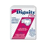 Dignity Plus Disposable Adult Fitted Briefs, Large Size, Fits Waist: 45 In-58 In - 12 / Bag, 6 Bags / Case