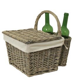 4RO0003 Rattan Picknickkorb Picknick mit Flaschenhalter Fahrrad Korb  33 x 24 cm