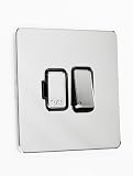 Schneider Electric Ultimate Switched Fused Connection Unit 13A Screwless Polished Chrome Flat Plate - Black Insert