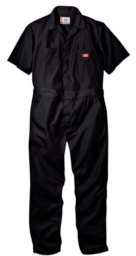 Dickies Men's Short Sleeve Coverall, Black, Medium Short