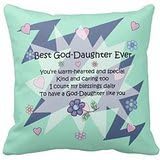 For GodDaughter Gift with Hearts &amp; Flowers &amp; Poem Word Canvas Pillow Cover 18" x 18"