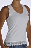 Maidenform T-Back Camisole Collection Cotton and Lace (40932) XL/White