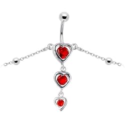 Ruby Red Gem Sweetheart Belly Chain