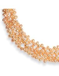 Sterling Silver 4-4.5mm Cultured Pink Pearl Necklace - QH1889-16"