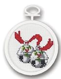SILVER BELLS MINI COUNTED CROSS STITCH KIT-3 18 COUNT ROUND FRAME