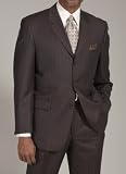 Jones New York Brown Stripe 3-Button Side Vented Suit with Pleated Pant