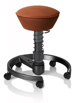 SWOPPER CLASSIC 3D-Aktiv-Bürostuhl Hocker Sitzpolster Normal, Farbe choco, Fussring mit Rollen nach DIN EN 12529, Feder MEDIUM, Basis Anthrazit, Federfarbe wie Basis (SWOP20R)