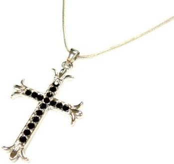 Rope chain with a hard to JYJ Jaejoong cross necklace black rhinestone cross K-POP TVXQ Korean goods wound (japan import)