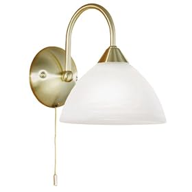 Eglo 83018A Lord 1 Light Chandelier Fixture, Brass Coated Alabaster by Eglo