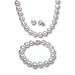 White AA+ Cultured Pearl Strand Princess Necklace 18", Bracelet & Earrings Platinum Overlay Sterling Silver Set