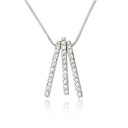 Silver Crystal Dangling Bars Charm Pendant Necklace