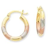 14k Tri-color Gold 3mm Diamond-cut Earrings