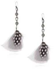Deanna Hamro Atelier Black Diamond Pave Ball and Grey Feather Earrings