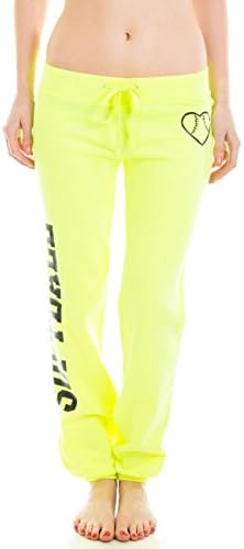 Softball Drawstring Sweatpants with Cuffed Ankles (Medium, N.Yellow)