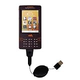 Einziehbares USB Kabel f�r Sony Ericsson W950i mit Hot Sync und aufladen Einsatzm�glichkeiten  von Gomadic mit TipExchange Technology