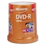BRAND NEW Memorex 16x DVD-R Media 4.7GB 120mm Standard 100 Pack Spindle