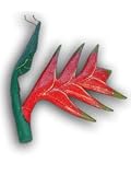 Christmas Holiday Tree Ornament Exotic Helliconia Flower Red & Green of Bali Albasha Wood