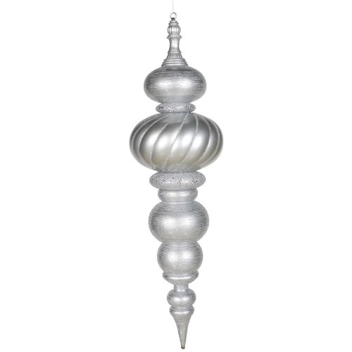 Buy Large 43" Silver Commercial Size Matte Glitter Swirl Shatterproof
Finial Christmas Ornament Decoration with discount price