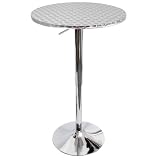LumiSource Bistro Hydraulic Bar Table, Chrome