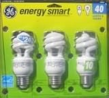 3-Pack 75 watt equiv GE Compact Flourescent (CFL) Light Bulbs