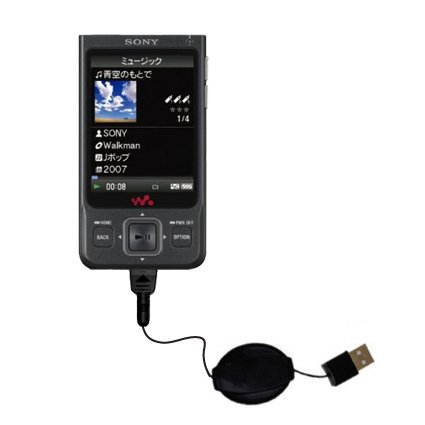 Retractable USB Cable for the Sony Walkman NW-A919 with Power Hot Sync and Charge capabilities - uses Gomadic TipExchange Technology
