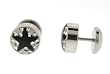 Stainless Steel Fake Plug With Crystals - White with Black Star Design - 16G Ear Wire - 00G (10mm) Design - Sold as a Pair Stainless Steel Fake Plug With Crystals - White with Black Star Design - 16G Ear Wire - 00G (10mm) Design - Sold as a Pair