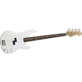 Fender Standard Precision Bass Guitar, Arctic White Rosewood Fretboard