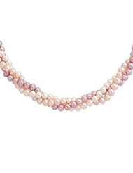 14k Yellow Gold 18in 6-6.5mm White/Peach/Purple Freshwater Cult. Pearl Necklace
