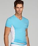 Emporio Armani - Emporio Armani Cotton Stretch Colorblock Fashion V-neck T-Shirt