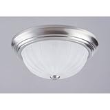 Westinghouse Two-Light Flush Mount Ceiling Fixture, Brushed Nickel with Frosted Globes #64363