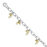 Dolphin Charm Bracelet In 14K Yellow Gold And Sterling Silver