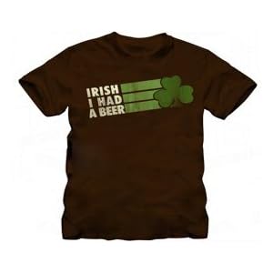 St. Patrick's Day Irish I Had A Beer Distressed Brown Adult T-shirt Tee