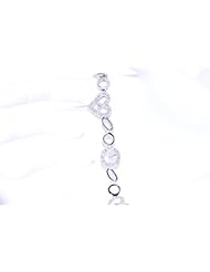 14K White Gold Diamond Hearts Bracelet