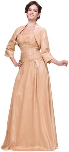 Taffeta mother of the bride formal gown 1150J-GOLD-M