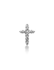 14K White Gold Round Diamond Share Prong Set Cross Pendant (0.77ct)